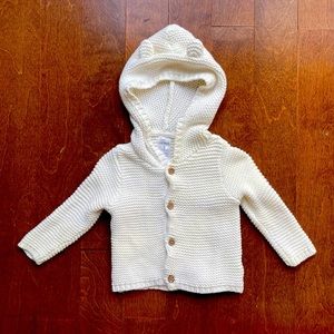 3mos Carter’s o/wht eared-hooded knitted cardigan